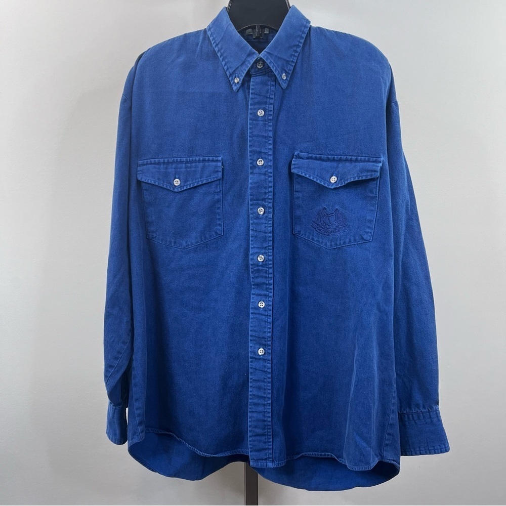 Roper Rodeo Blue Western Chambray Button Down Shirt Mens sz L